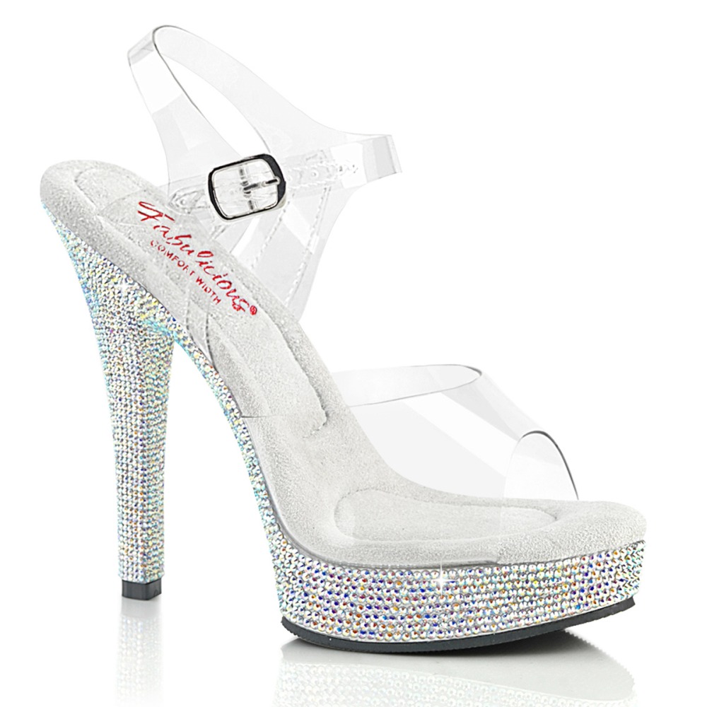 Fabulicious - MAJESTY-508DM Ankle strap sandal - Transparent/Silver coloured